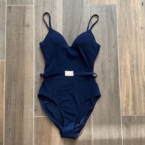 T Belt One Piece Swimsuit Navy 